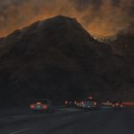 On the 405, LA_charcoal and acrylic on muslin_ 38inx48in 2014