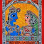 Krishna Radha – eternal romance / 2015 Acrylic and ink on Canvas 12 x 16 in