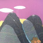 Sunny_Chapman_Mountains_Collage with ink drawing_16x12